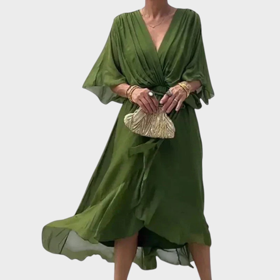 Patricia - Vestido con lazo y detalles artesanales