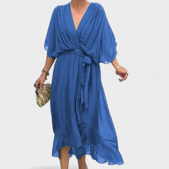Patricia - Vestido con lazo y detalles artesanales