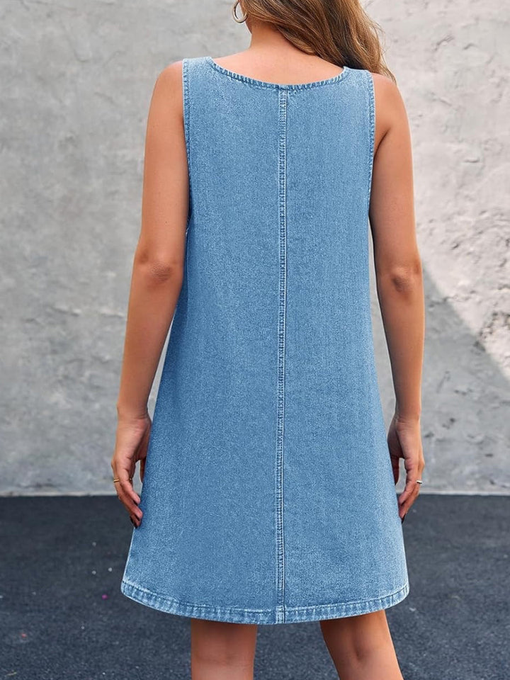 Irís - Vestido de Tirantes de Denim Casual | Efecto Silueta