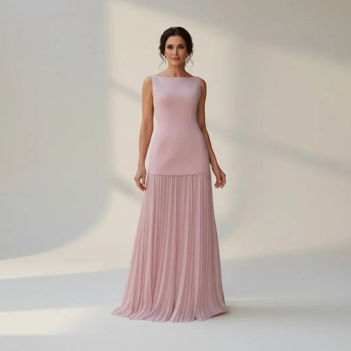 Claudia - Vestido largo sin mangas con detalles de pliegues