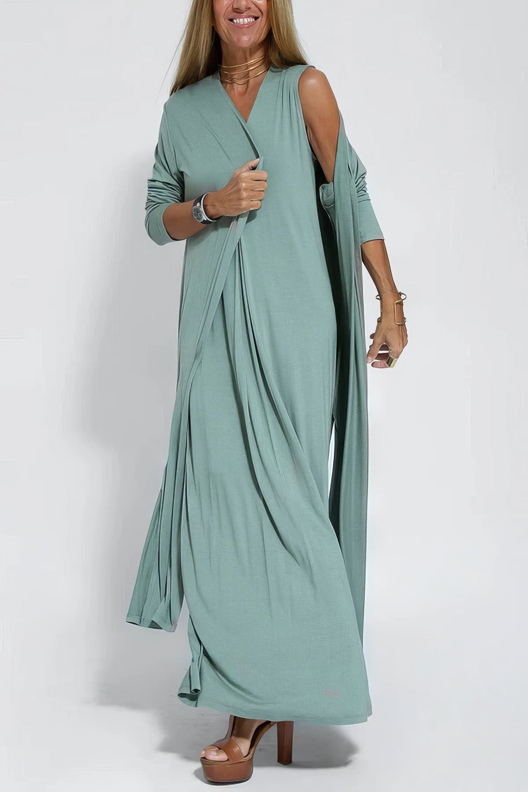 Ava™ | Vestido largo elegante + cárdigan