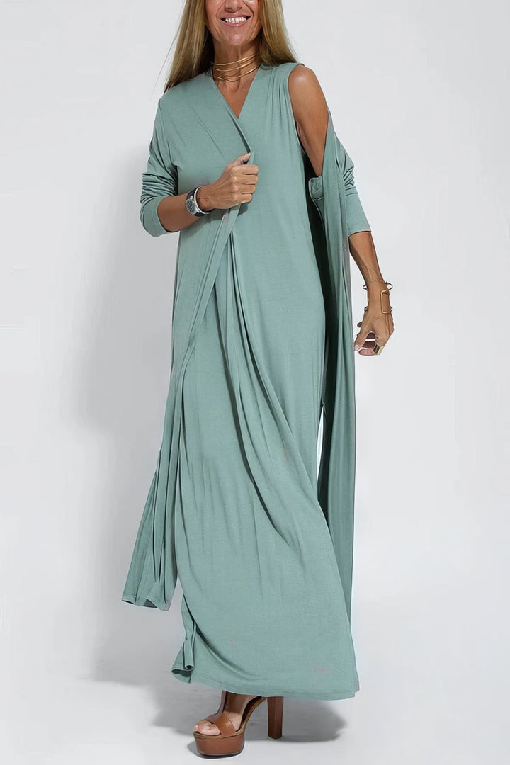 Ava™ | Vestido largo elegante + cárdigan